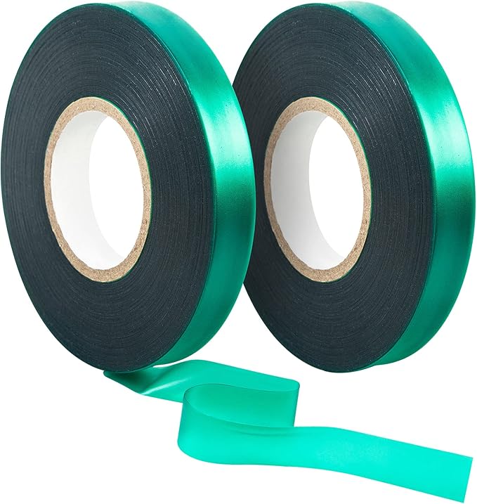 Unves 2 Pack Garden Tape Roll, 150 Ft Thick Reusable Green Plant Ties Nursery Tapes, 1/2" Wide Stretch Ties Tape Tomato Plant Support for Indoor Outdoor Patio Furit Tree, Climbing Flowers, Vegetables
