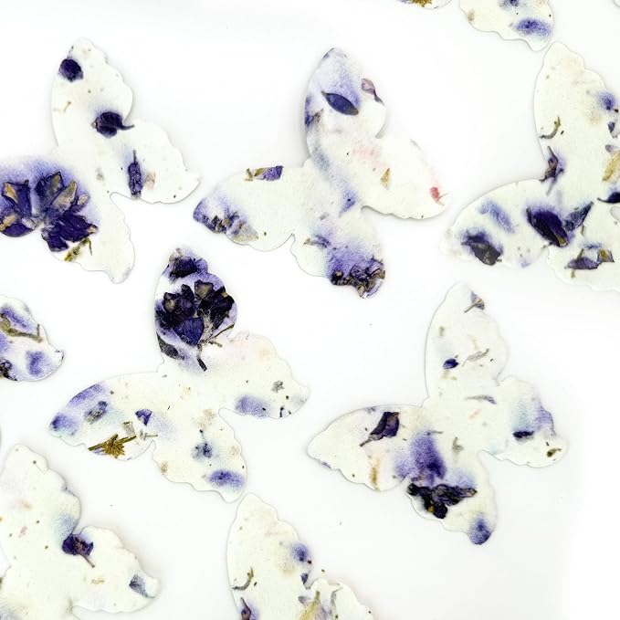 50pcs Large Purple Butterfly Seed Paper – Plantable & Writable Wildflower, Gift for Mom This Mother’s Day, Use for Shower Favors, Weddings, Heart Party Favors or Life Events