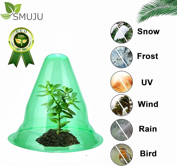 【30 Pieces】 Garden Cloches for Plants, Large Plant Covers Plant Protectors Transparent Bell Jar Cloches to Protect Plants from Birds, Slugs, Frost, Freeze Weather, 10.6" D x 9.5" H, Green (30PCS(Big))