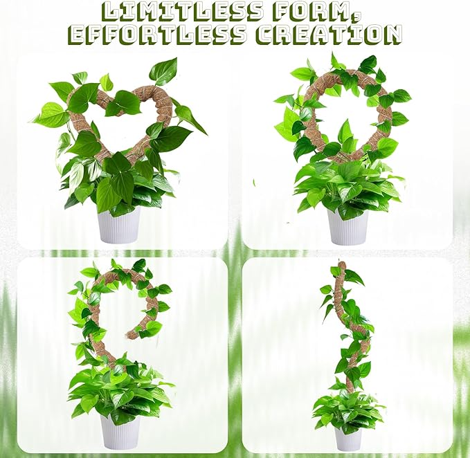 48 Inch Moss Pole, 2Pack Bendable Moss Pole for Plants Monstera, Tall Moss Poles for Climbing Plants Indoor, Large Pole Support, Garden Trellis Plant Stick Stakes for Potted Plants, Pothos