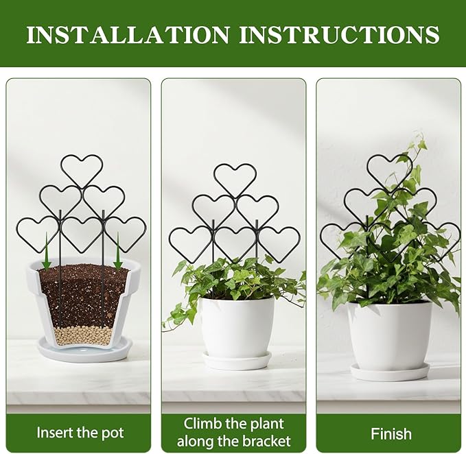 ZOUTOG 15 Inch Trellis for Climbing Plants Outdoor 9 Pack,Rustproof Metal Garden Trellis for Potted Plants,Sturdy Houseplant Support Indoor Outdoor for Ivy Pothos Monstera Hoya Flower Vine