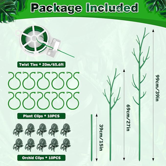 Hysagtek 4 Pack Plant Support Stakes for Indoor Plants, Monstera Plant Support Stackable Plant Stem Support Twig Plant Sticks for Indoor Outdoor Climbing Plants