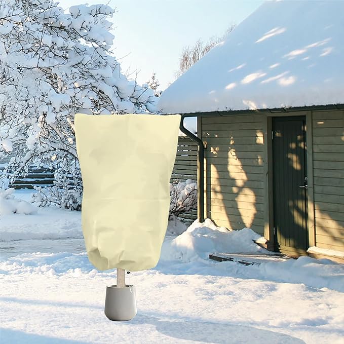 6 PCS Plant Covers Freeze Protection, 47.2"x31.5" Frost Blankets with Zipper Drawstring Reusable Winter Plant Protectors Bag Covers for Outdoor Garden Trees, Shrubs Cover for Frost Cold Pest, Beige