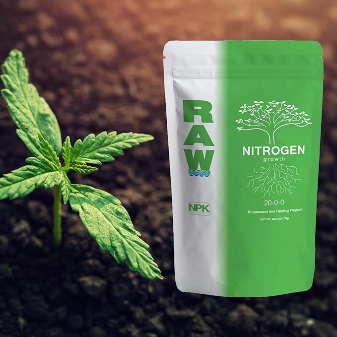 RAW Nitrogen Fertilizer 2oz | Water Soluble High Nitrogen Plant Food for Vegetative Growth Hydroponic Nutrients for Indoor Plants Garden & Vegetable Fertilizer