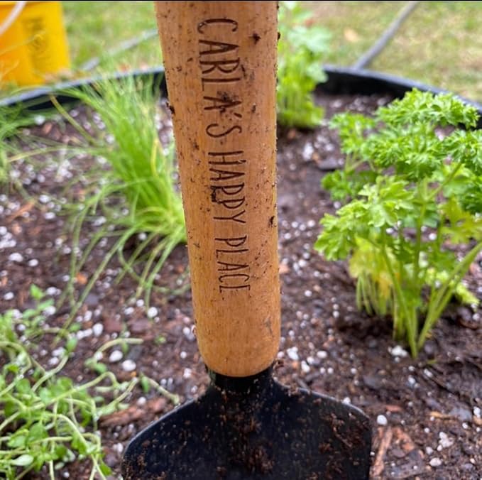 Personalized Garden Trowel – Custom Engraved Wooden Handle, Stainless Steel Hand Trowel, Gardening Tool Gift