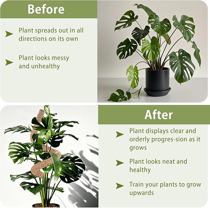 3 Pack Moss Pole, 48 Inch Monstera Plant Support, Moss Poles for Climbing Indoor Plants, Bendable Coco Coir Plant Support Stakes for Potted Plants, Pothos, Philodendron