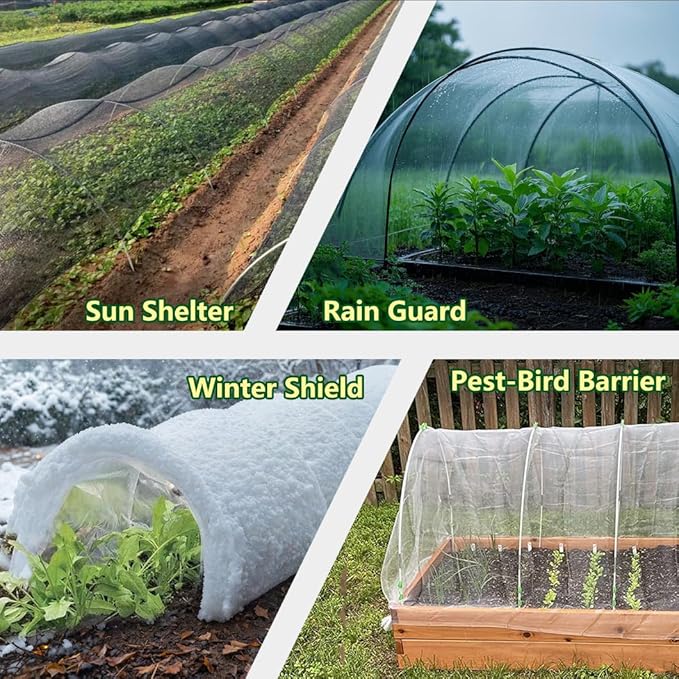 Garden Greenhouse Hoops Kit 15 Sets -2-Section Design, 8ft Grow Tunnels Poles Plant Raised Beds, 30 Pcs 4ft Solid Fiberglass Support Stakes 15 Metal Connectors -Quick Assembly No Loose Parts (Green)
