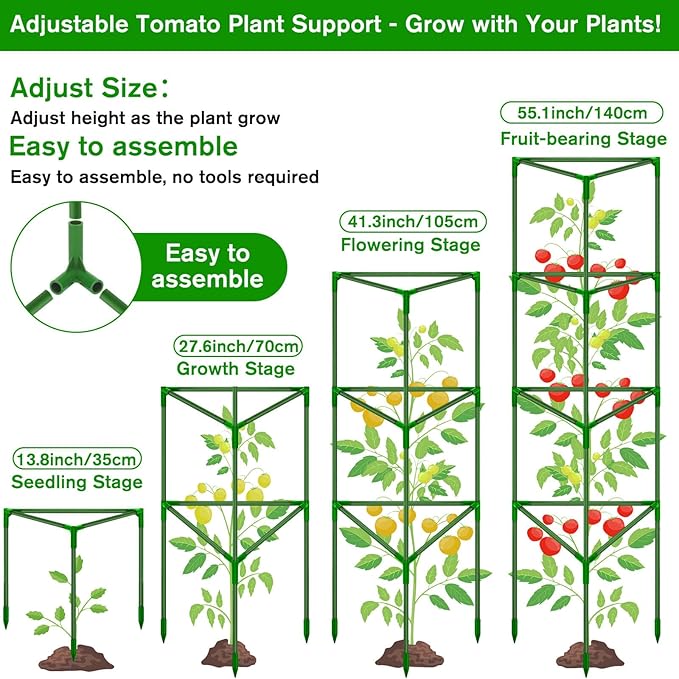 Tomato Cages for Garden, 4 Pack Tomato Cage Trellis, Garden Cage Heavy Duty Tomato Stake Support, Garden Stakes Plant Cage for Pots Plants Vegetables