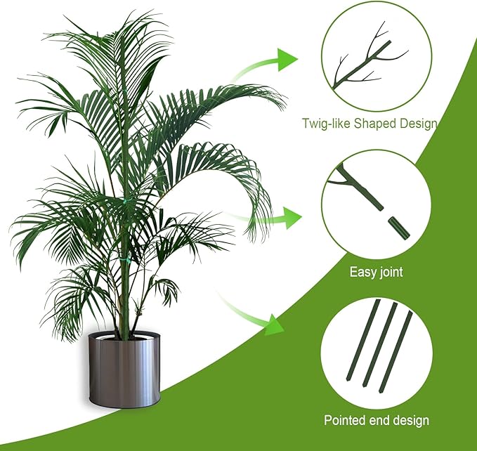 Plant Support Stakes for Indoor Plants,Trellis for House Potted Plants Flower,Monstera Support Sticks with Orchid Clips,Twist Ties(2 Pack Brown)