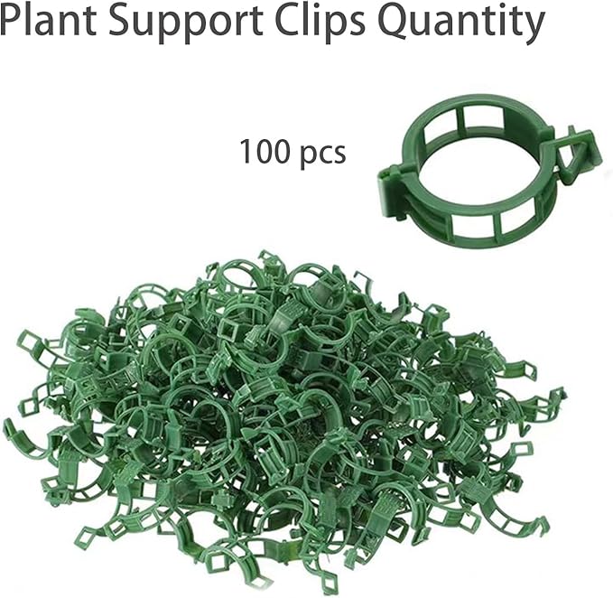 Plant Support Clips for Climbing Plants, Garden, Tomato Vines, Grape and Vine Vegetables, Plastic Plant Fixing Clips (100)