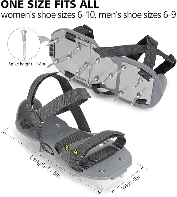 DenForste Lawn Aerator Shoes for Grass - Pre-Assembled Grass Aerator Shoes for Lawn - Soil Yard Aerator Tool for Aerating Patio Garden, Gray
