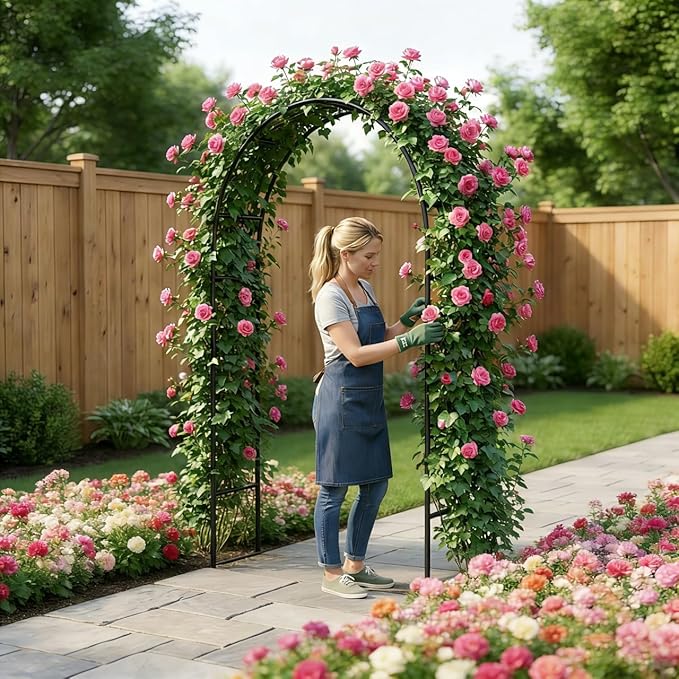 7.9 Ft H x 4.6 Ft W Metal Pergola Arbor,Assemble Freely 2 Sizes,for Various Climbing Plant Wedding Garden Arch Bridal Party Decoration Wide Arbor, 1 Pack