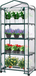 VIVOSUN Mini 4-Tier Greenhouse with Wheels, 27 x 19 x 63-Inch Reusable Portable Warm House with Clear PVC Cover and Shelf for Compact Garden and Small Backyards, with Wheels