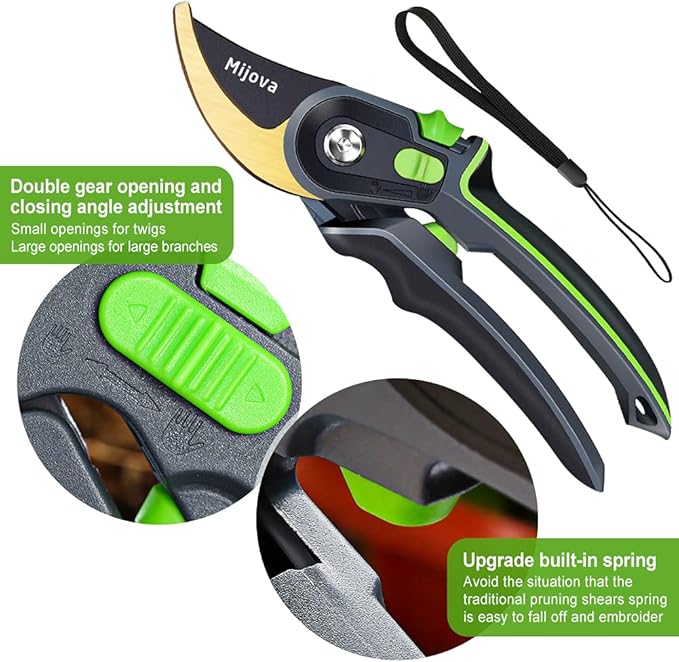 Professional Garden Shears & Clippers – Sharp Pruning Shears for Flowers, Twigs, Roses, Grape Vines, Trees & Bonsai | Heavy-Duty Hand Scissors, Secateurs & Trimmers | Perfect Gardening Gift (green)