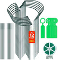 12 Pack 10" W x 32" H Plant Support Stakes, Large Peony Cages and Supports, Tall Peony Ring Supports, Garden Plant Stakes for Outdoor Plants, Rose, Tomato, Hydrangea, Flowers