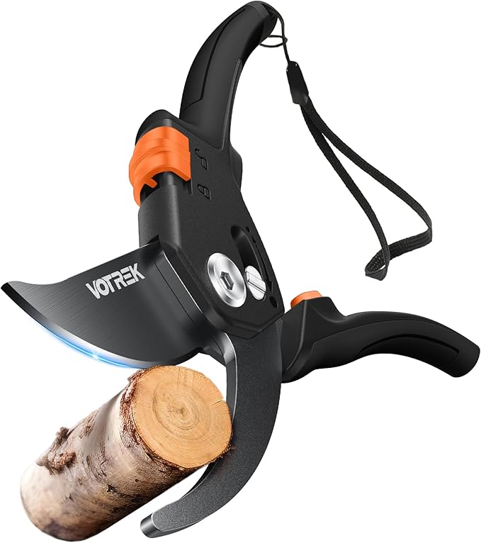 VOTREK® Pruning Shears for Gardening, [Patented Stepless Handle Opening] - Bonsai Scissor with Ultra-Sharp SK5 Steel for Weak Hand, Universal Fit for All Hand Sizes, Effortlessly Cuts 1-Inch Branches