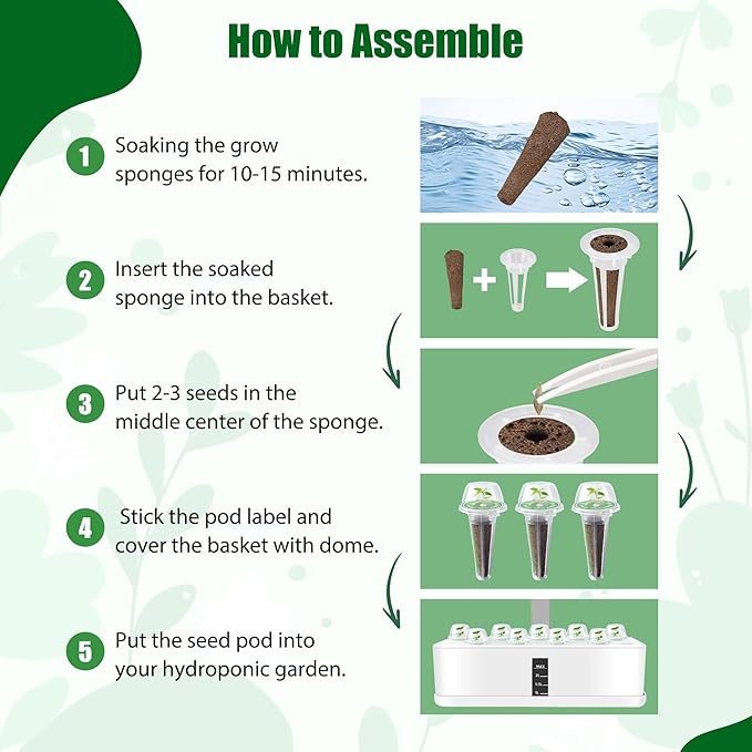 Iceberg Lettuce Seed Pods Kit for Hydroponic, 12 Pods Grow Anything Hydroponics Kit for Indoor Garden, Hydroponics Supplies with 12 Grow Sponges, 12 Plant Baskets, Iceberg Seeds - 12 POD