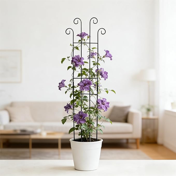 32.6inch Plant Trellis for Pot Climbing Plants Indoors & Outdoor, Garden Trellis for Potted Plants, Rust-Proof Metal Sturdy Yet Gentle Climbing Stakes Support for Ivy Pothos Hoya Monstera (6pcs)