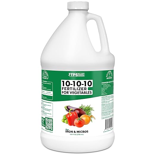 10-10-10 Fertilizer for Vegetables – Liquid Plant Food with Iron & Micronutrients for Balanced Nutrition, Strong Roots & Healthy Harvests, 1 Gallon