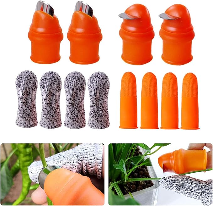 YBB 12 Pcs Gardening Silicone Thumb Knife Harvesting Tool, Separator Finger Plant Fruit Picking Knife Garden Tool (S)