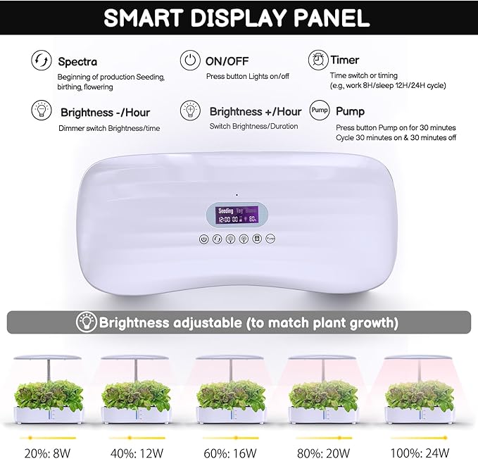 Hydroponics Growing System Kit - 12 Pods Indoor Herb Garden with LED Grow Light, Auto Timer, Adjustable Height up to 17" - Ideal for Home, Birthday & Mother's Day Gifts for Women (White)