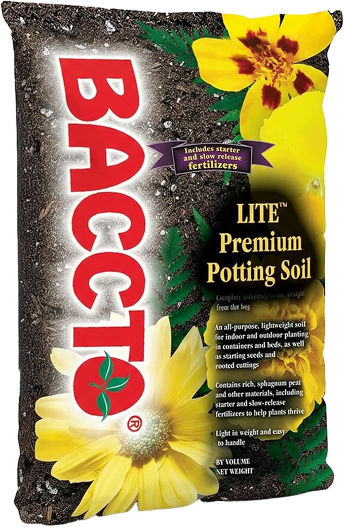 Michigan Peat 1420 Baccto Lite Premium Potting Soil for Indoor Outdoor Gardening, Seed Starting, Propagation, and More, 20 Quart Bag