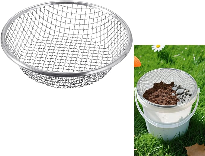Soil Sifter Sieve Galvanized Screen for Compost, Dirt, Rocks, Garden, Soil Sieve Fits 5 Gallon Bucket, Composting Sifting Tool, 3/8in