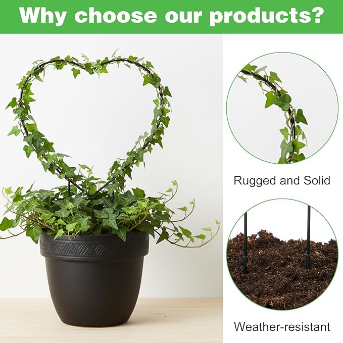 2PCS Heart Plants Trellis for Climbing Indoor, Small Trellis for Potted Plants 12.20 X 9.06inch, Plant Support Stake Houseplant for Garden Potted Plant, Hoya, Pothos, Flower