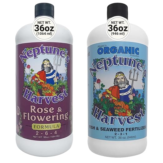 Neptune's Harvest Organic Plant Fertilizer | Liquid Fertilizer for Lawn, Garden & Houseplant | Rich in Essential Nutrients | Rose & Flowering 2-4-2 (Quart) + Fish & Seaweed Plant Food 2-6-4 (Quart)