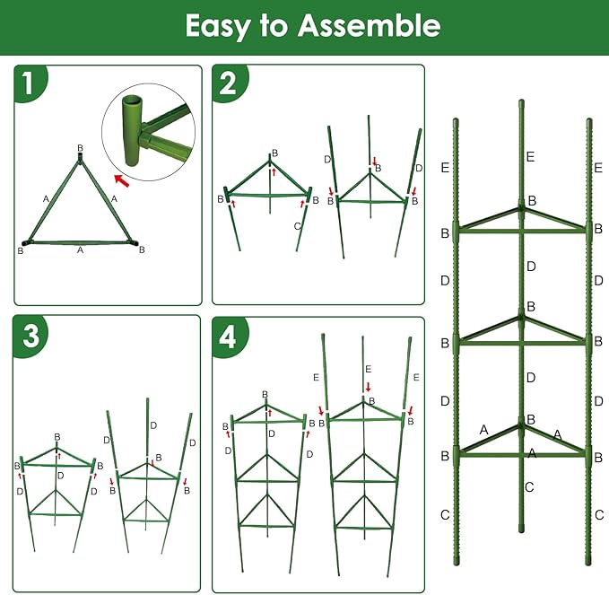 CEWOR Tomato Cage - 3 Pack Tomato Cages for Garden, Up to 51.2" Tall Tomato Trellis Plant Support Garden Stakes, Adjustable Vegetables Structures for Pots, Raised Garden Bed, Climbing Plants Outdoor