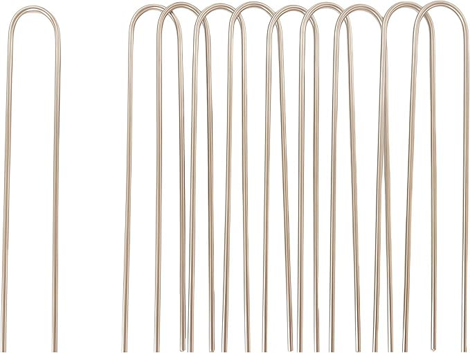 Atlantic Stainless Steel Landscape Staples Garden Stakes 4&6 Inch –Heavy-Duty, Rust-Proof Anchors for securing Weed Barrier Fabric, Plant Covers, Turf, Hoses & Cables. (60, 6 inch)