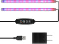 iPower 20W LED Plant Grow Light Strips Full Spectrum for Indoor Plants with Auto ON/Off 3/9/12H Timer, 10 Dimmable Levels 48 LEDs Per Light Strip, 2 Tubes