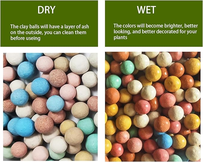 Colorful Leca Clay Pebbles 2LBS for Plants 8-10mm Natural Organic Leca Balls Indoor Potting Garden Soil for Orchid, Succulents, Hydroponics, Decoration, Drainage (Colorful-1, 2 lbs)