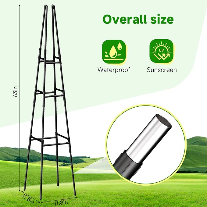1 Pack Garden Obelisk Trellis for Climbing Plants Outdoor Indoor Pots, Plant Trellis for Climbing Plant Support for Climbing Plants Garden Trellis for Indoor Potted Plants, Vines, Climbing Rose