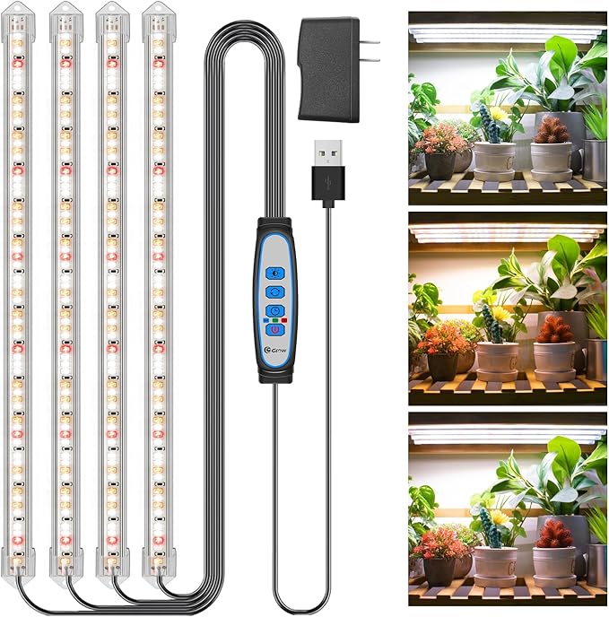 Grow Lights for Indoor Plants, 16" Full Spectrum Plant Grow Light Strip with Upgrade Timer 6/12/16 Hrs, 3 Spectrum Modes, 240 LEDs Sunlike Growing Lamp for Seedlings Hydroponics Succulent