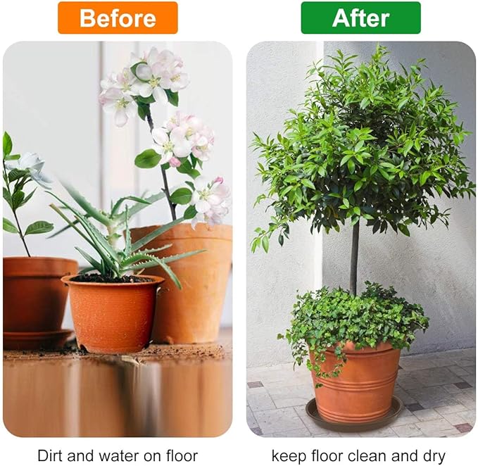 Plant Saucer 10 inch, Heavy Large Planter Durable Thicker Plastic Plant Trays for Indoors and Outdoor, Plant Saucer Drip Trays,Brown(10" - 3 Pack)