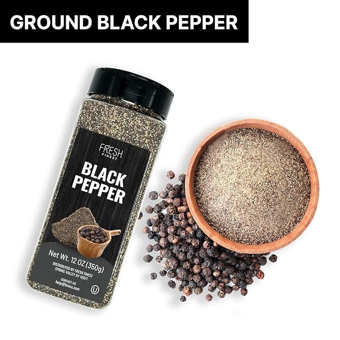 Fresh Finest Course Black Pepper – 12 oz 350G for Home and Commercial Cooking - Course Grind Black Pepper in Practical Container,