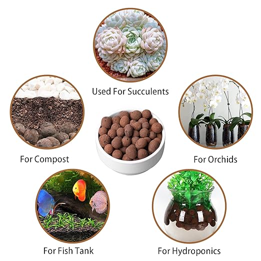 WAURHER Leca Expanded Clay Pebbles 2LBS Grow Media for Indoor Plants Hydroponic Growing Gardening System Supplies …
