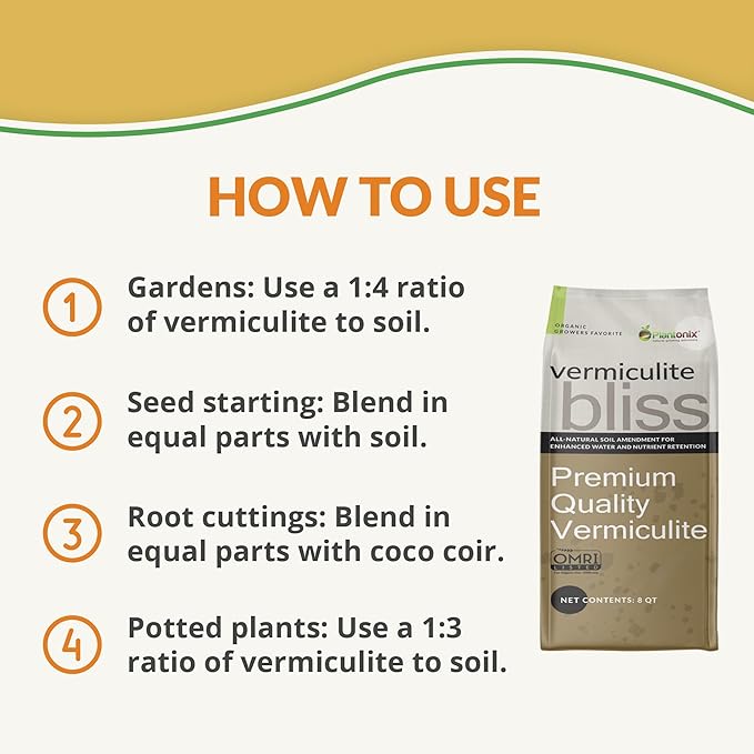 Vermiculite Bliss (1 Cubic Ft) - Organic Vermiculite for Gardening - Natural Soil Amendment - Bulk Vermiculite for Plants, Potting Soil, & Seed Starting - Mixes with Garden Soil & Perlite for Plants