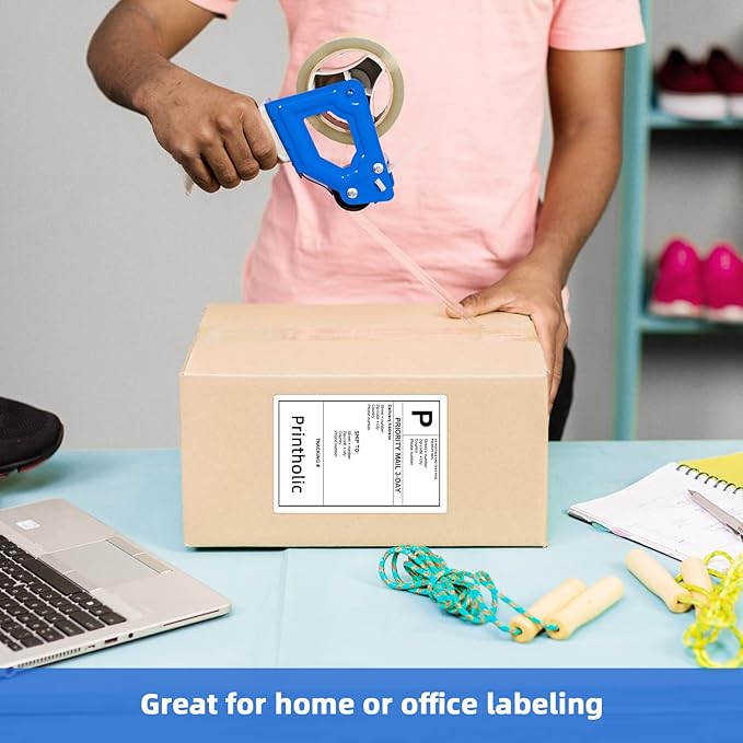 Printholic 1000 Half Sheet Self Adhesive Shipping Labels for Laser & Inkjet Printers - 500 Sheets, 2 per Page Shipping Labels, 8.5" x 5.5" Half Sheet Labels