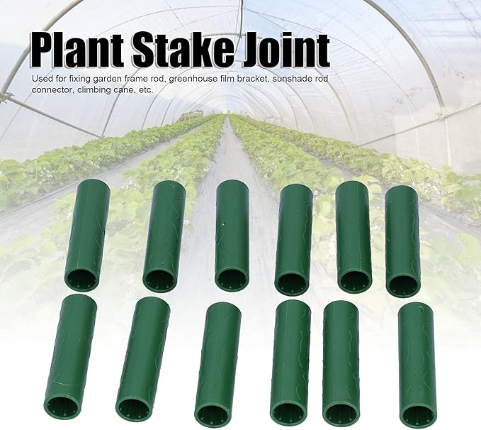 12PCS Plant Stake Connector, Garden Plant Support Stake Joint Connectors for Climbing Plants Frame Stakes Pipe Connector Set Material for Garden Trellis Frame Greenhouse Support Rod Holder