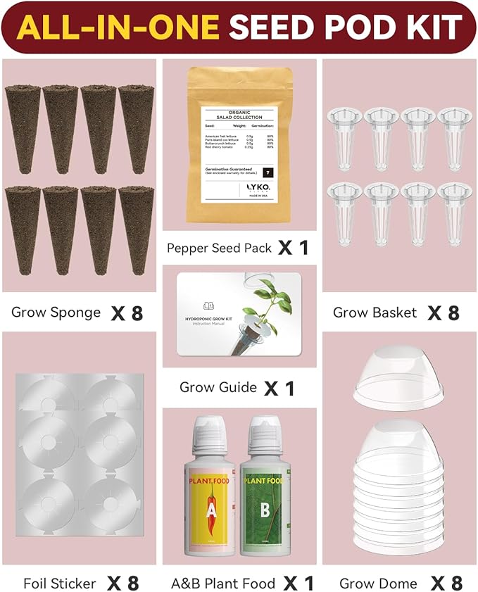 Hot Pepper Seed Pod Kit for Aerogarden, Inbloom, 8 Pods, Ahopegarden Hydroponics Growing System Indoor Garden, Include Jalapeno Peppers and Cayenne Chili Peppers,8 Pods, 500+ Seeds