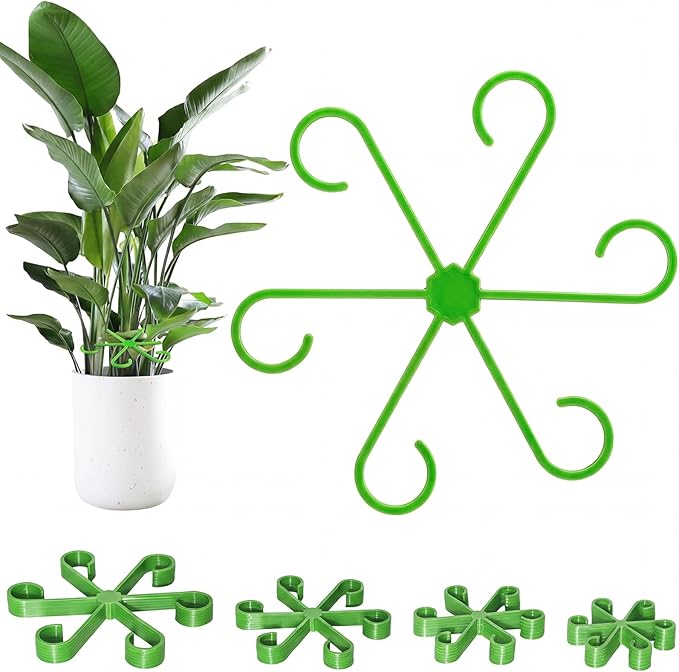 Chunful 24 Pcs Plant Stem Support 4 Sizes Climbing Houseplant Stem Holders, Plastic Reusable Flower Trellis Hook Plant Care Growth Accessories for Flower Plants Indoor Outdoor