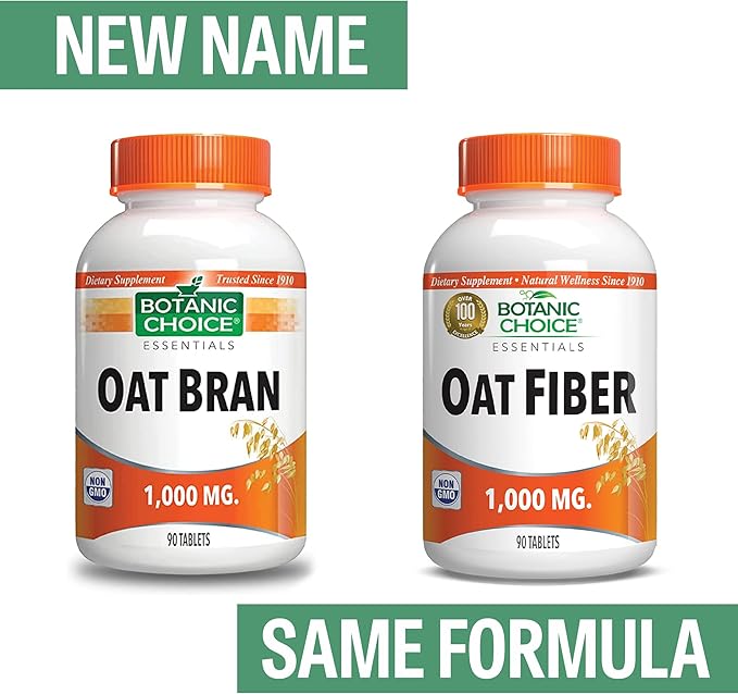 Botanic Choice Oat Fiber - Natural Dietary Supplement for Digestive Health - Women and Men - 90 Tablets (1000mg)
