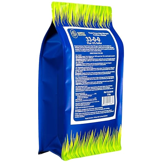 Supply Solutions | 33-0-0 Rapid Green High Nitrogen Fertilizer with Sulfur - Fast-Acting Lawn & Turf Fertilizer for Lush Green Growth - Nitrogen-Rich Plant Food for Grass, Crops & Gardens (5 Pounds)