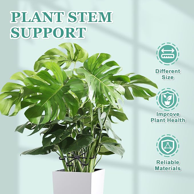 16pcs Plant Stem Support, Plant Support for Indoor Plants, 4 Sizes Climbing Houseplant Stem Holders, Reusable Plant Stabilizer