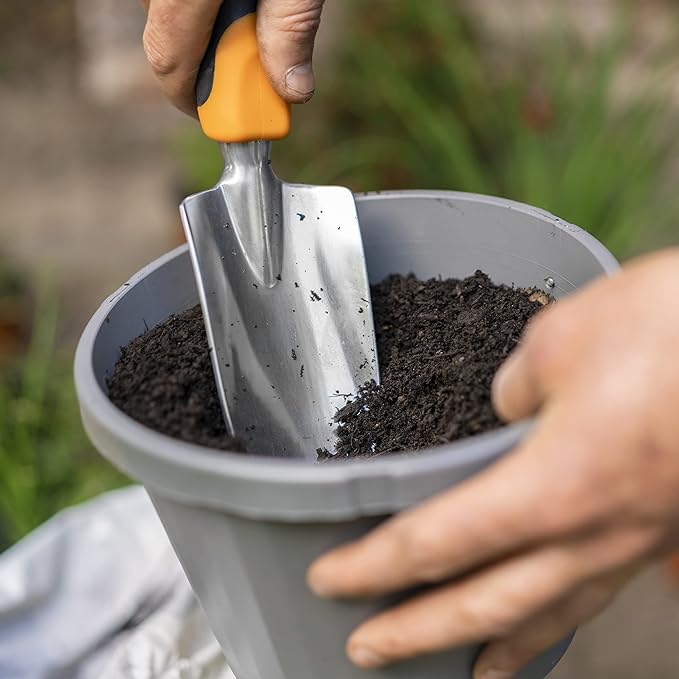 Fiskars 384240-1001 384240-1007 Cultivator, Multicolor & Ergo Gardening Hand Trowel - Ergonomic Handle Design with Hang Hole - Heavy Duty Garden Tool for Digging, Garden Edging, and Weed Removal