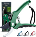 Nevlers 8" Green Bypass Pruning Shears Heavy Duty | Flower Shears & Pruning Scissors w/Steel Blades, Blade Lock & No-Slip Grip | 8mm Cut Capacity Garden Clippers Handheld for Flower Stems & Branches