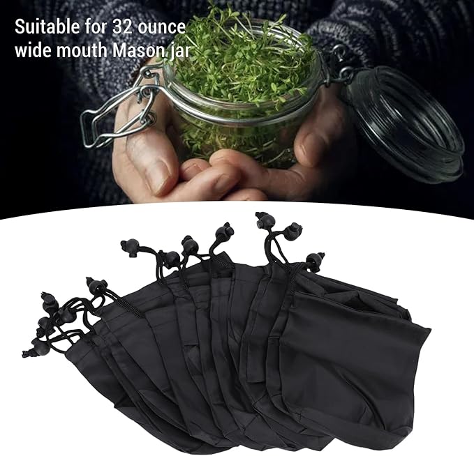 FTVOGUE 12Pcs Mason Jar Blackout Sleeves Hydroponic Sprouting Jar Covers with Adjustable Buckles for Wide Mouth 32oz Mason Jars Indoor Growing