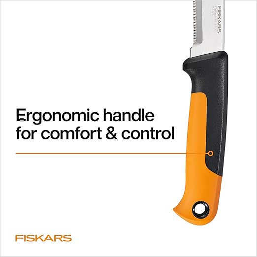 Fiskars Harvesting Knife, Gardening Gifts for Women, Serrated Edge Hand Tool with Sheath, Black